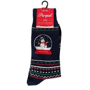 Parquet Socks Christmas Snow Globe Men's Size 10-13 Stretch Novelty Easy Care
